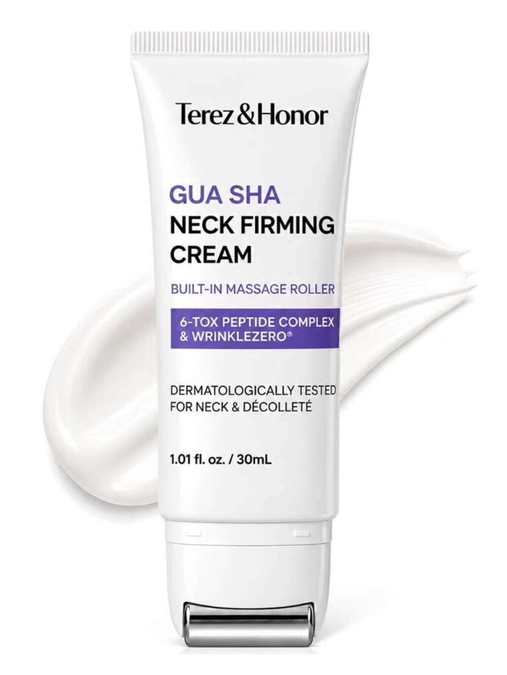 TEREZ & HONOR Gua Sha Neck Firming Cream with Stainless Steel Roller